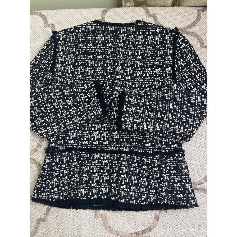 Ann Taylor Black White Checkered Tweed Blazer Suit Jacket Size 4 NWT - Picture 11 of 12